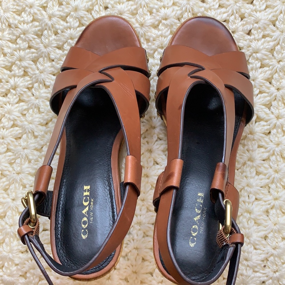 Coach wooden platform leather heels. Size 7 - Picture 7 of 7